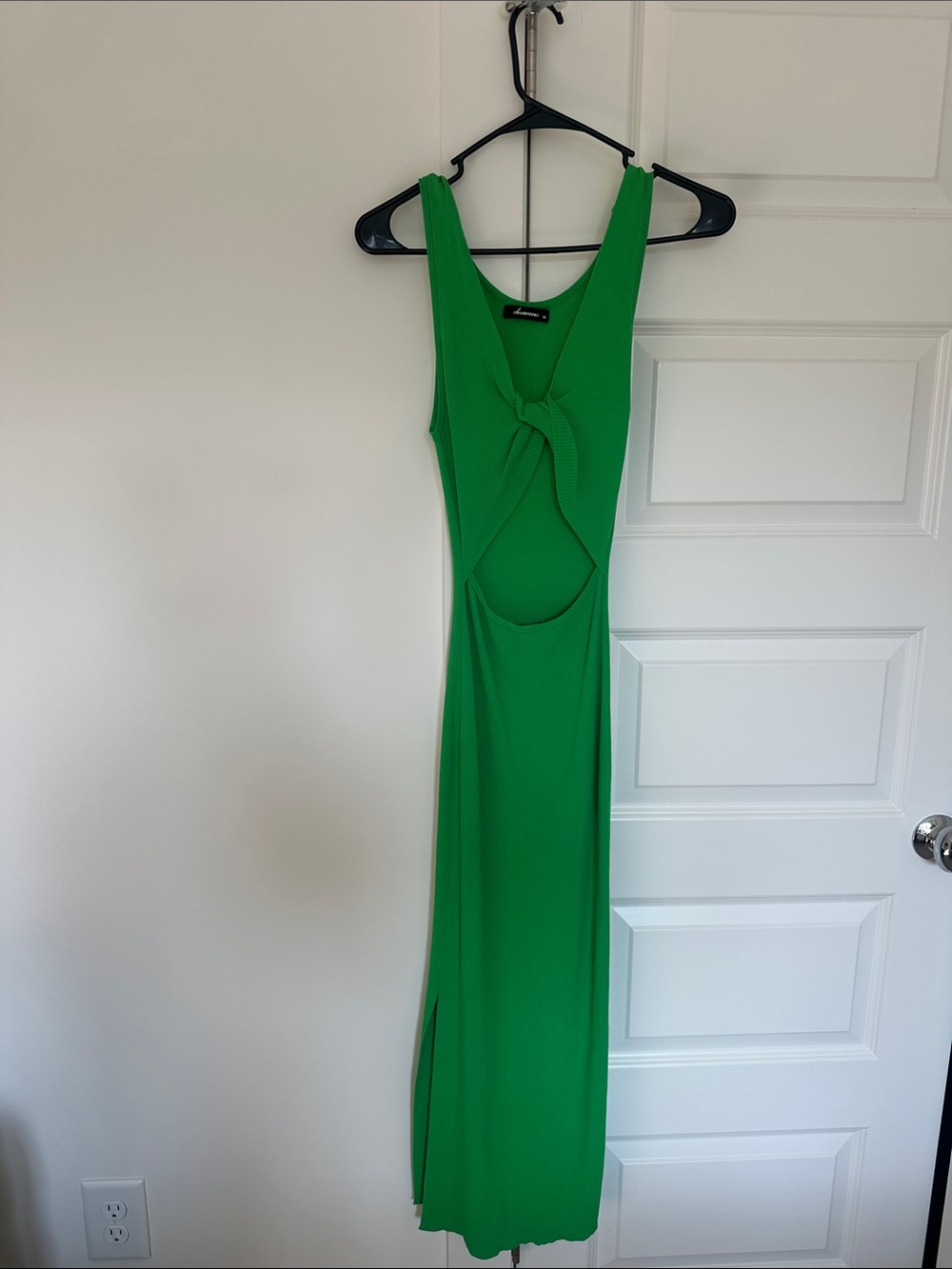 Olivaceous Vibrant Green Open-Front Sleeveless Maxi Dress